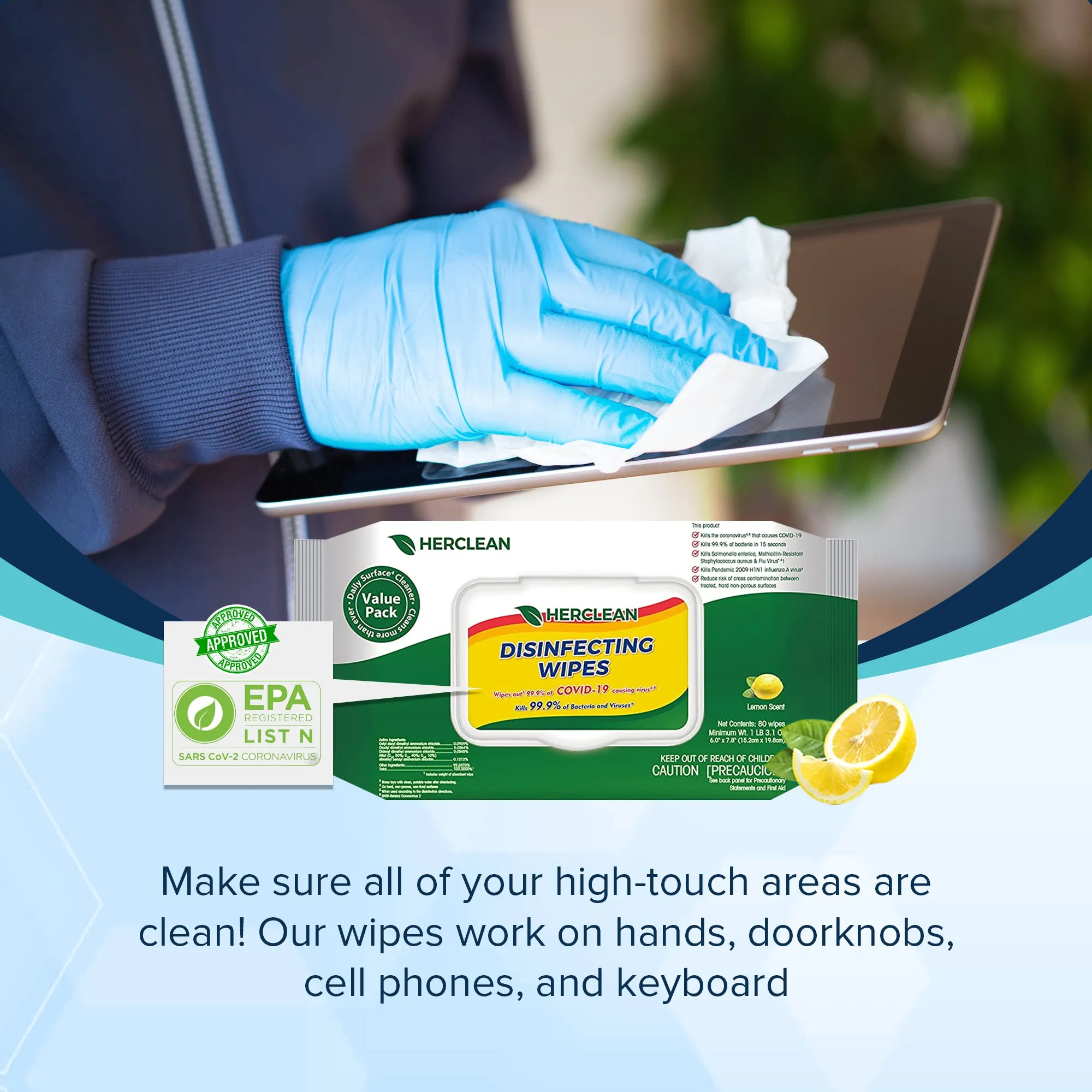 Holiday Bundle DEAL - Case of Ihealth (90 Packs)   2 Packs Hard Surface Disinfectant Wipes (80 count)