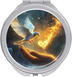 Holy Spirit Dovees Compact Makeup Mirror Mini Foldable Cosmetic Mirror Portable Travel Mirror for Purse Pocket