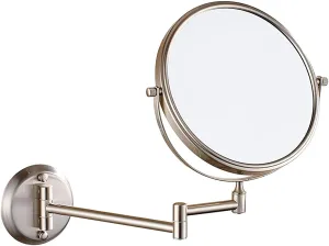 Home Bathroom Mirror,Wall Mounted Mirror, Double Sided Cosmetics Mirror, Magnifying Makeup Mirror, 10x Magnification, Wall-Mounted Makeup Mirror, Folding Mirror, 360 Degree Rotation(Wire Drawing)
