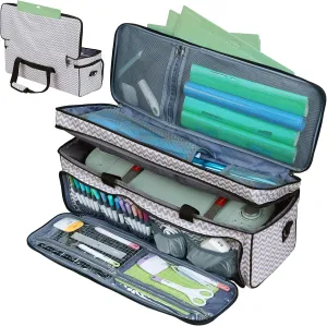 HOMEST Double Layer Carrying Case with Mat Pocket for Cricut Maker 3, Explore 3, Multi Front Pockets for Accessories and Supplies, Ripple