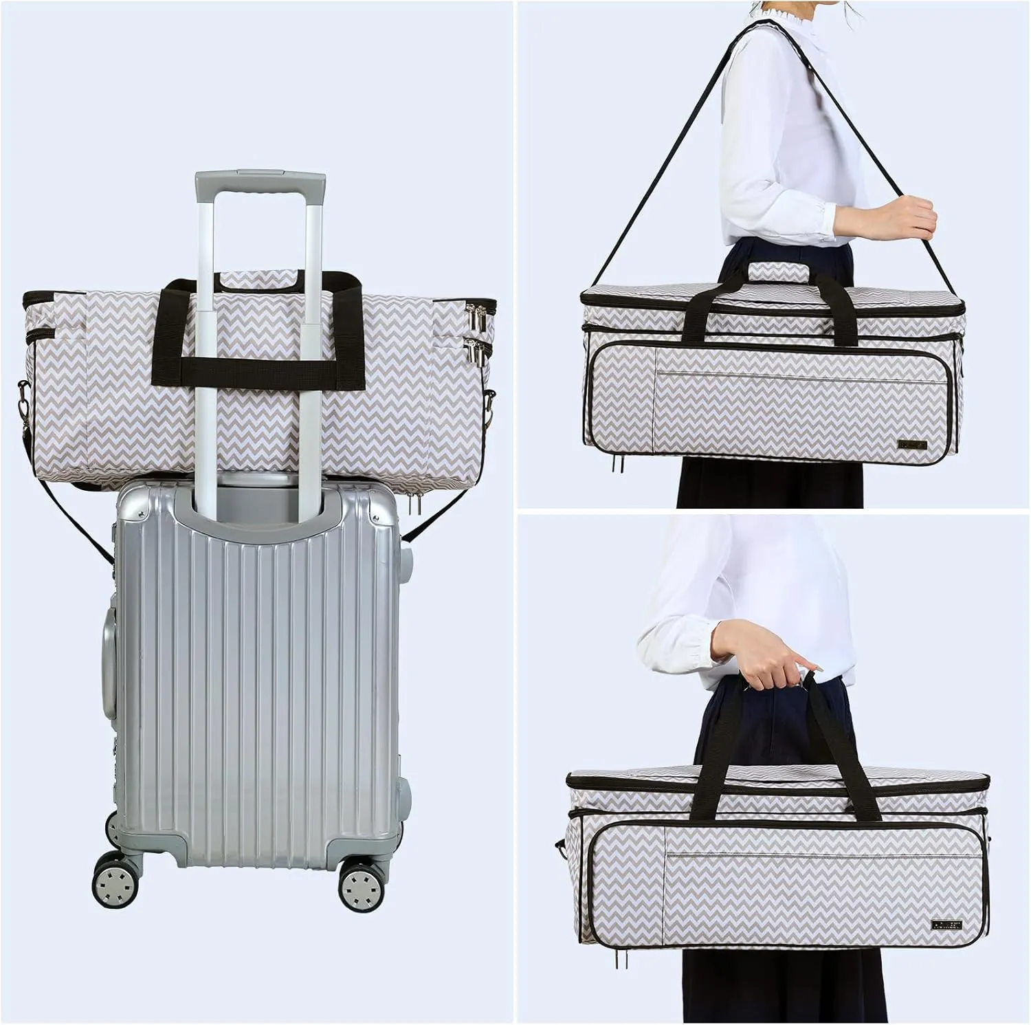 HOMEST Double Layer Carrying Case with Mat Pocket for Cricut Maker 3, Explore 3, Multi Front Pockets for Accessories and Supplies, Ripple