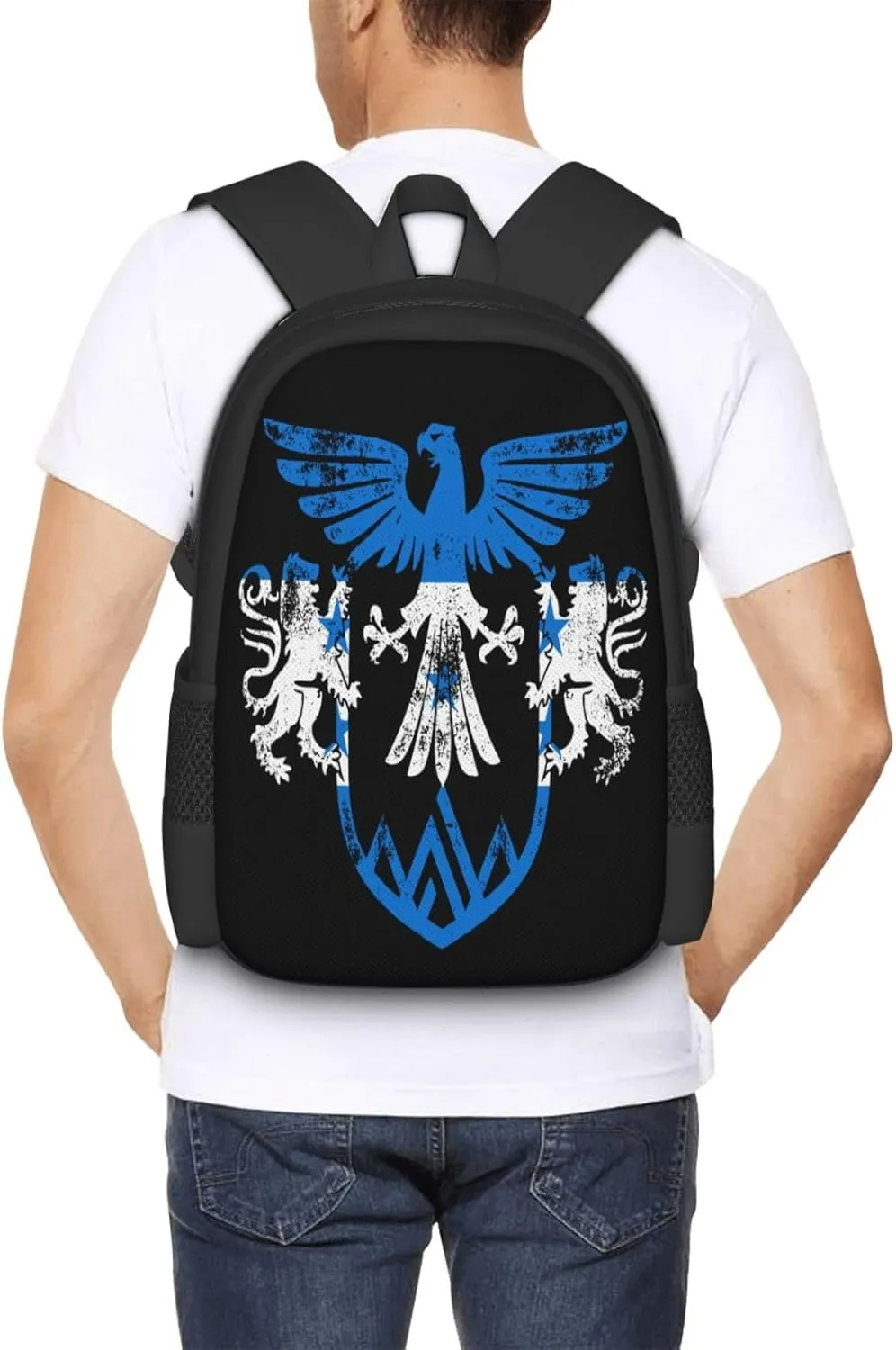 Honduras Flag Eagle Lion Casual Backpack Large Capacity Backpacks 15 Inch Laptop Back Pack Travel Rucksack Daypack Commuter Bags with Adjustable Strap for Camping