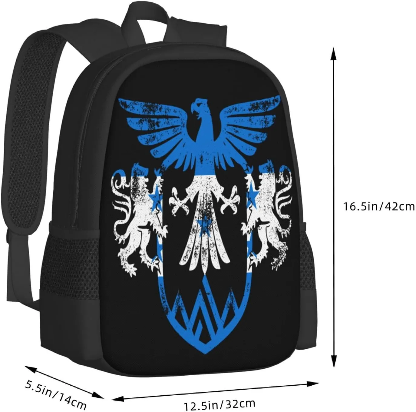 Honduras Flag Eagle Lion Casual Backpack Large Capacity Backpacks 15 Inch Laptop Back Pack Travel Rucksack Daypack Commuter Bags with Adjustable Strap for Camping