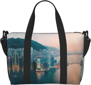 Hong Kong Print Versatile Gym Sports Bag,Companion For Your Journeys And Fitness Routines