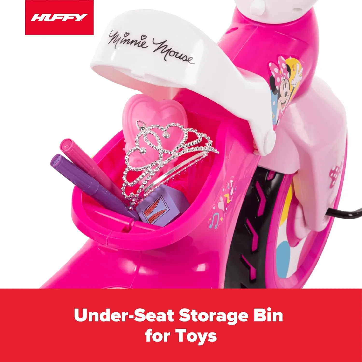 Huffy Disney Minnie Mouse Light Up Kids' Trike, Ideal for Ages 3 , Minnie Mouse Graphics, Colorful and Playful Design, Simple Coaster Brake, Sturdy and Durable, Safe for Toddlers, Girl's