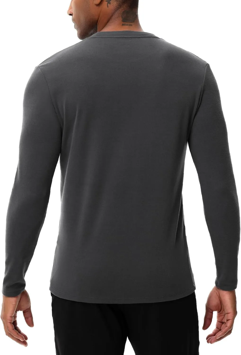 HUGE SPORTS Thermal Underwear for Men Long Sleeve Thermal Shirts Fleece Lined Crew Neck Base Layer Thermal Underwear Top