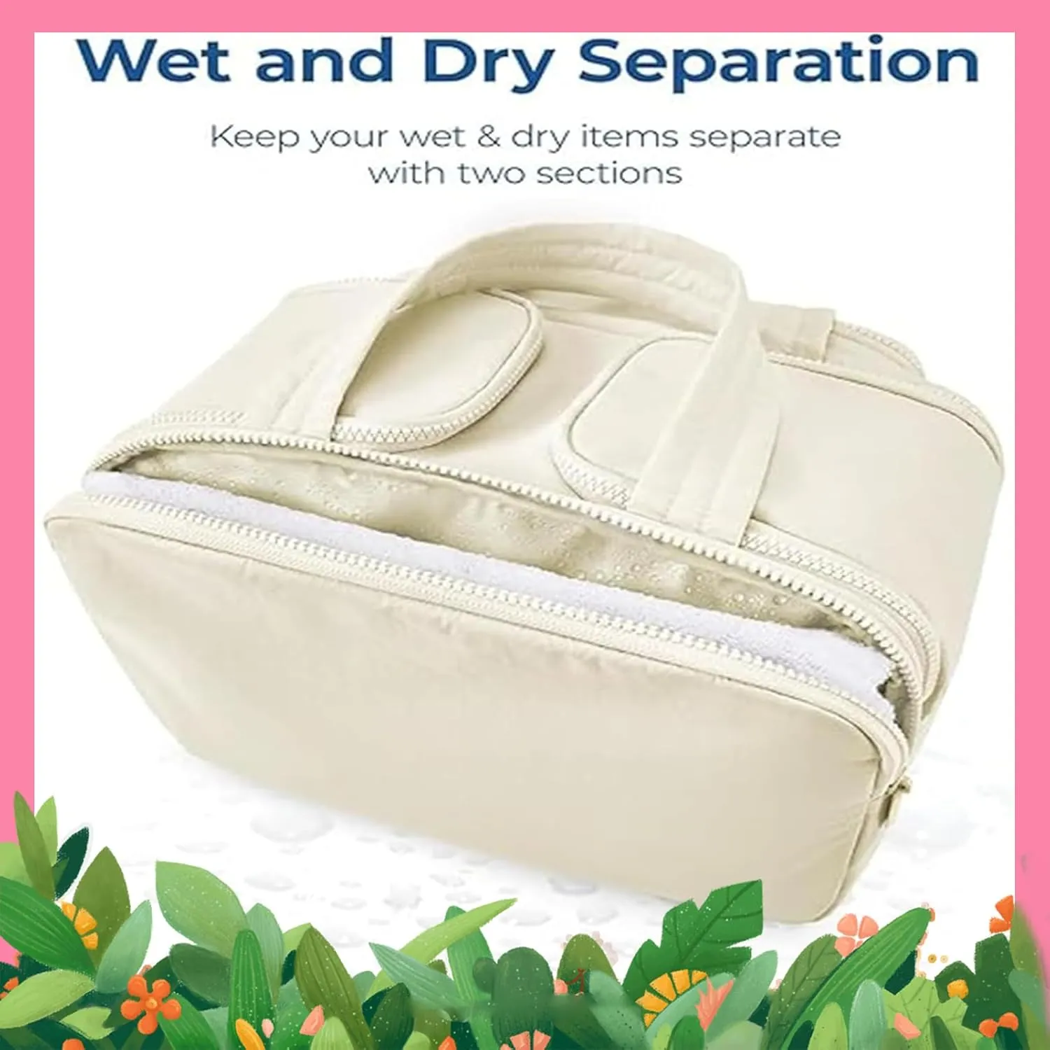 Humidity Travel Cosmetic Bag, Humidity Large Capacity Wide Open Travel Cosmetic Bag, Toiletry Bag Organizer (Brown)