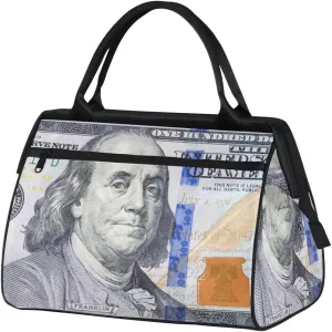 Hundred Dollar Bill Portrait Weekender Overnight Bag for Women Waterproof Carry On Travel Duffle Bags with Pocket Lightweight Sports Gym Tote Bag Large Luggage Workout Personal Item Hospital Bags