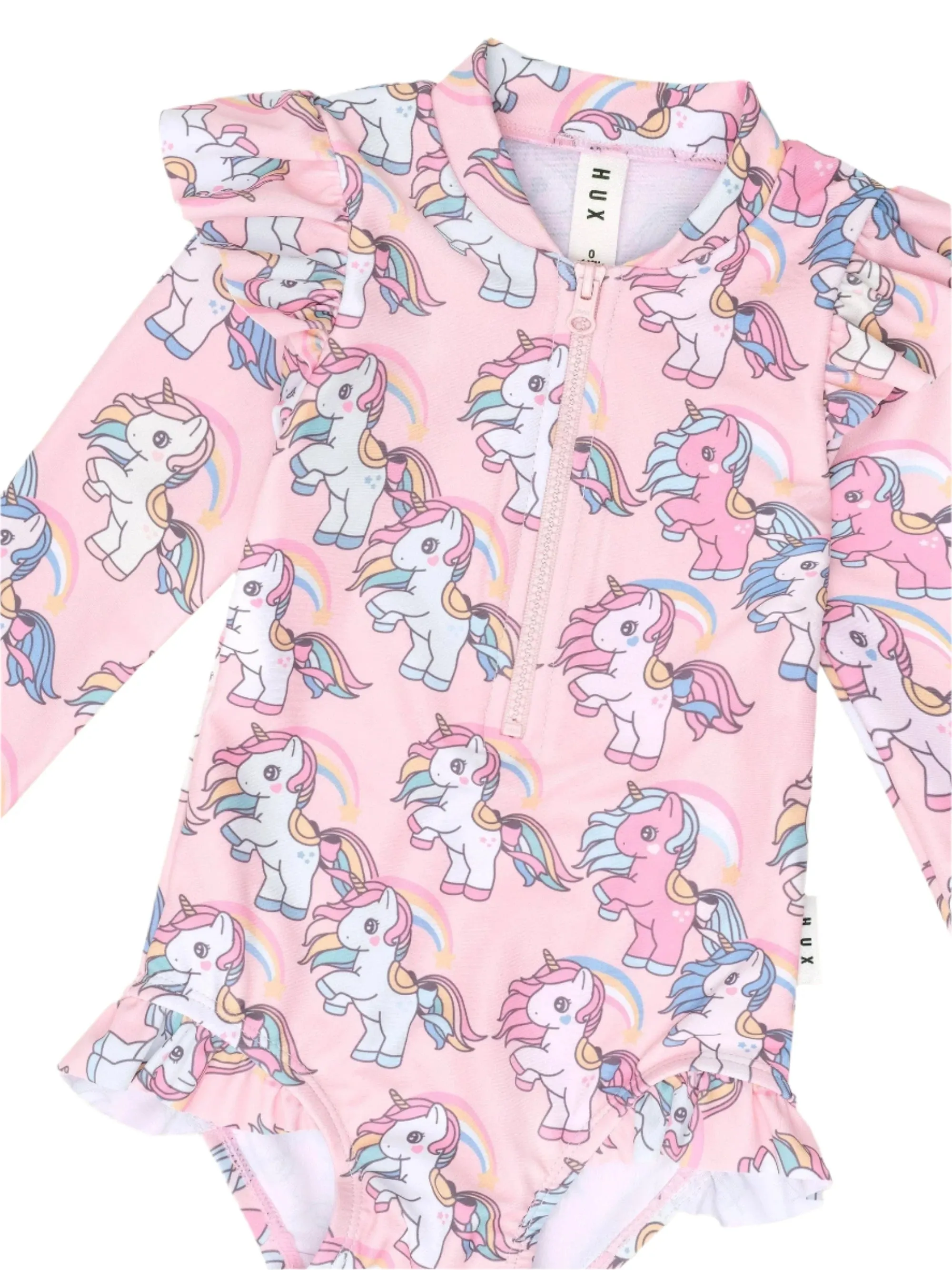 Huxbaby Rainbow Unicorn Zip Swimsuit