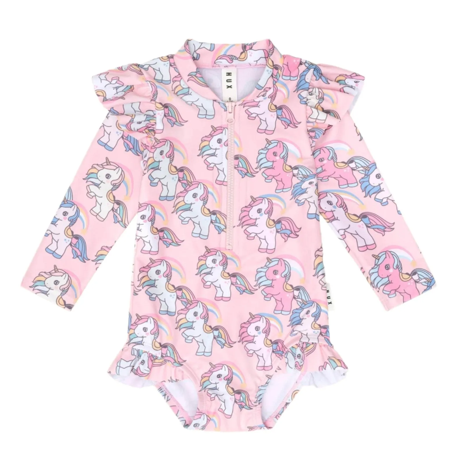 Huxbaby Rainbow Unicorn Zip Swimsuit