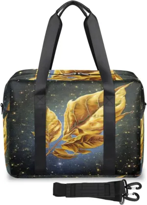 Hyper Realism Space Leaves Womens Travel Bags, Weekender Carry on for Women, Sports Gym Bag, Workout Duffel bag, Overnight Shoulder Bag
