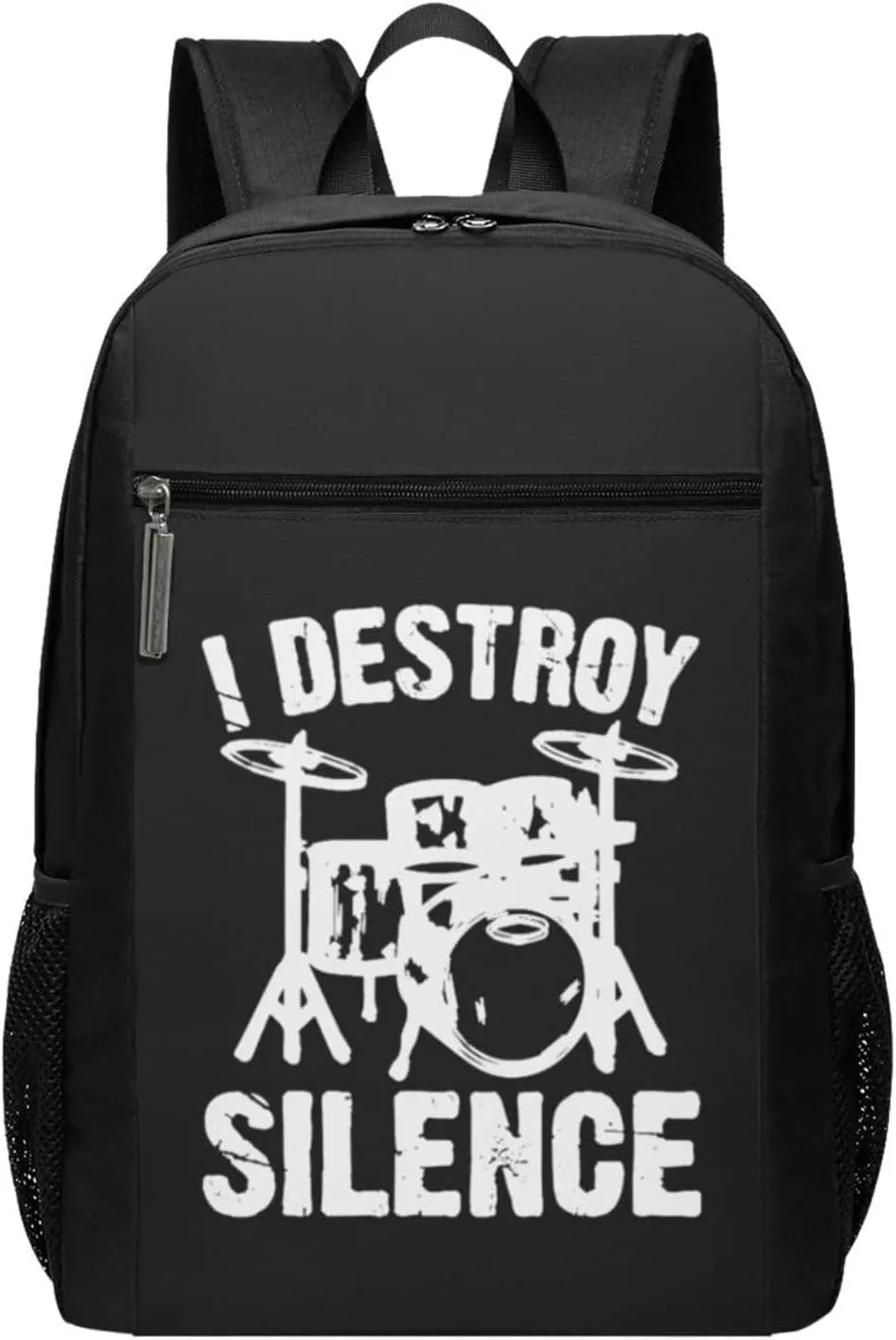 I Destroy Silence Drums Travel Laptop Backpack, Business Anti Theft Slim Sturdy Laptops Backpacks, College Computer Bag Gift for Men & Women Fits 17 Inch Notebook,Black