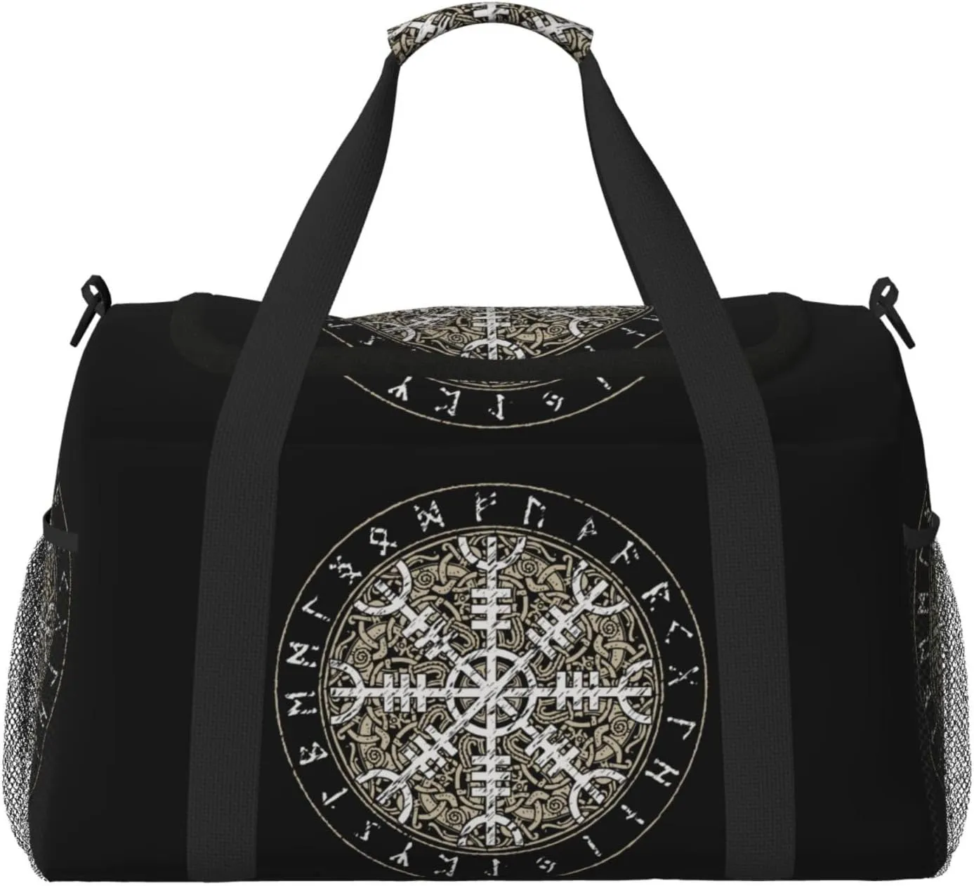 Icelandic Magical Staves Scandinavian Travel Duffel Bag Personal Item Bag Gym Bag Weekender Overnight Bag Carry On Bag For Airplane Weekender Bags For Women Men pattern81