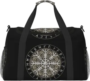 Icelandic Magical Staves Scandinavian Travel Duffel Bag Personal Item Bag Gym Bag Weekender Overnight Bag Carry On Bag For Airplane Weekender Bags For Women Men pattern81