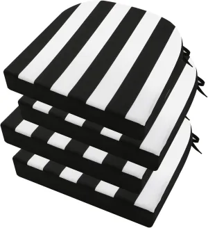 idee-home Outdoor Chair Cushions Set of 4, Thick 17" x 17" x 3" Outdoor Seat Cushions Patio Furniture Waterproof with Ties, Dining Pads