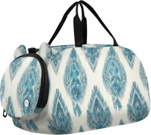 Ikat Paisley Watercolor Duffle Bag for Girl, Sports Duffle Gym Bags with Shoe Compartment, Personalized Overnight Bag Travel Weekender for Kids