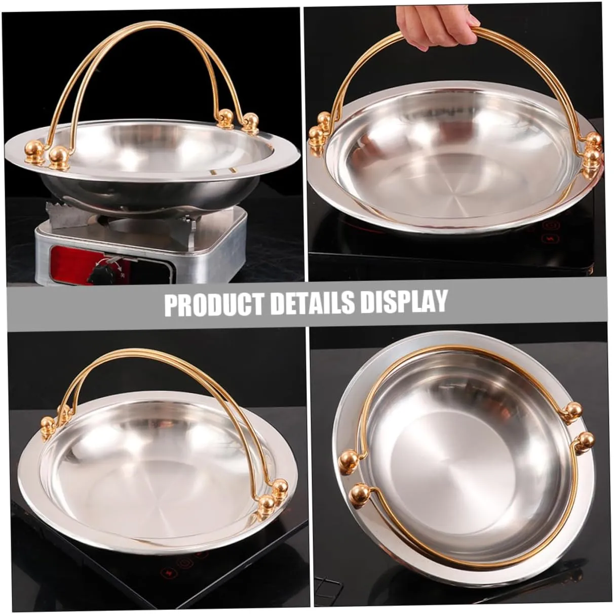 IMIKEYA Sturdy Japanese Camping Cookware Stainless Steel Sukiyaki Pot Easy to Use for Outdoor and Household Cooking