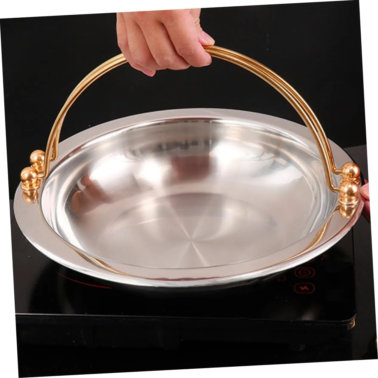 IMIKEYA Sturdy Japanese Camping Cookware Stainless Steel Sukiyaki Pot Easy to Use for Outdoor and Household Cooking