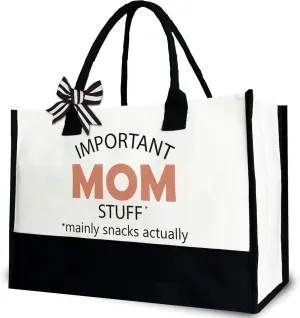 Important Mom Stuff Tote Bag for Women, Mama Tote Bag, 12x17 inch