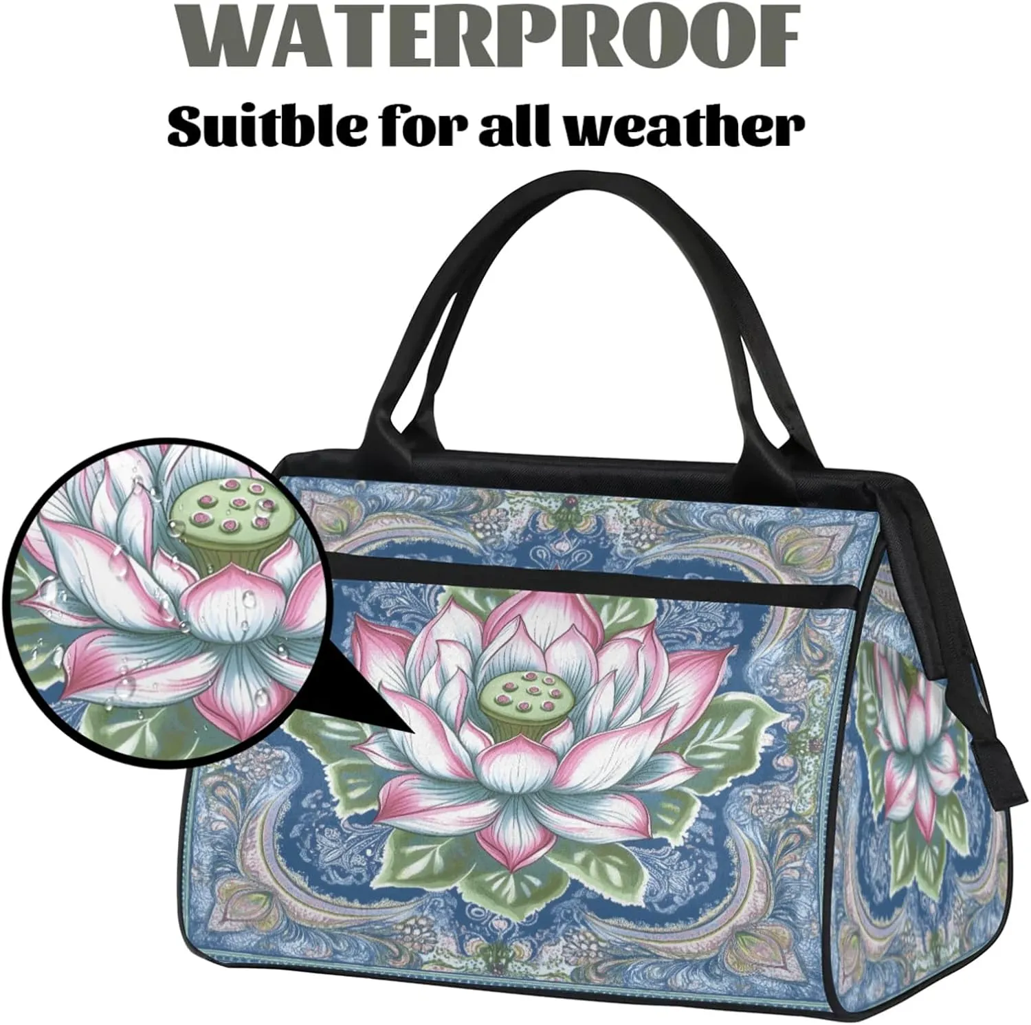 India Carpet Flower Travel Duffle Bag for Women, Ladies Overnight Weekender Bag Gym Sports Bags A-2