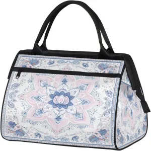 India Carpet Flower Travel Duffle Bag for Women, Ladies Overnight Weekender Bag Gym Sports Bags A-2