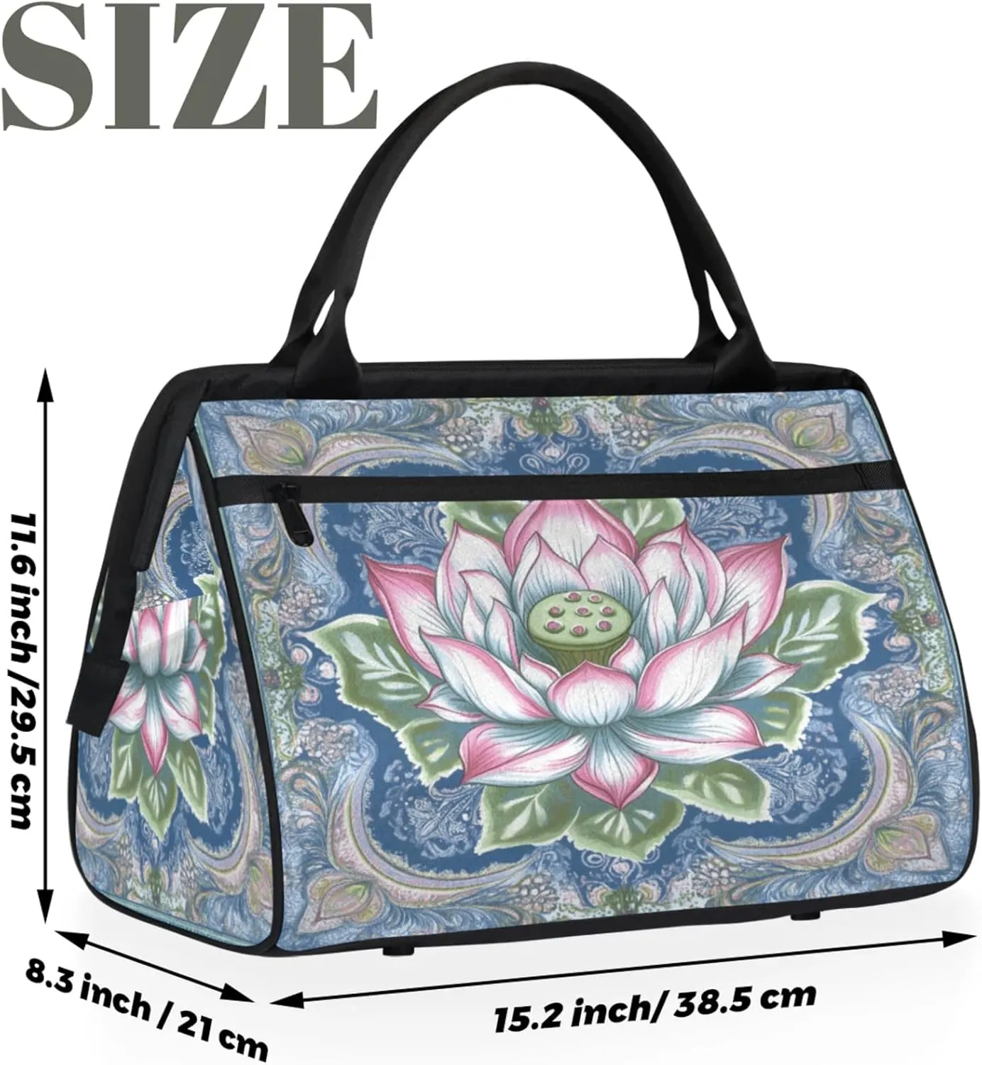 India Carpet Flower Travel Duffle Bag for Women, Ladies Overnight Weekender Bag Gym Sports Bags A-2