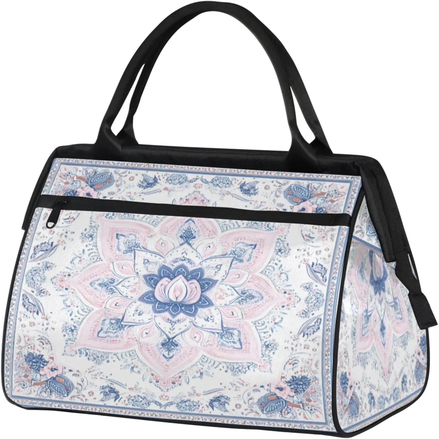India Carpet Flower Travel Duffle Bag for Women, Ladies Overnight Weekender Bag Gym Sports Bags A-2