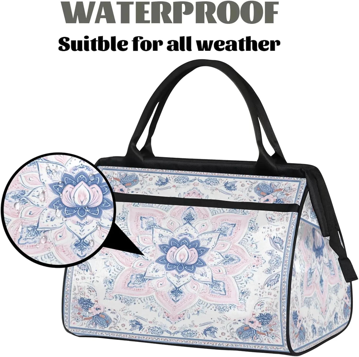 India Carpet Flower Travel Duffle Bag for Women, Ladies Overnight Weekender Bag Gym Sports Bags A-2