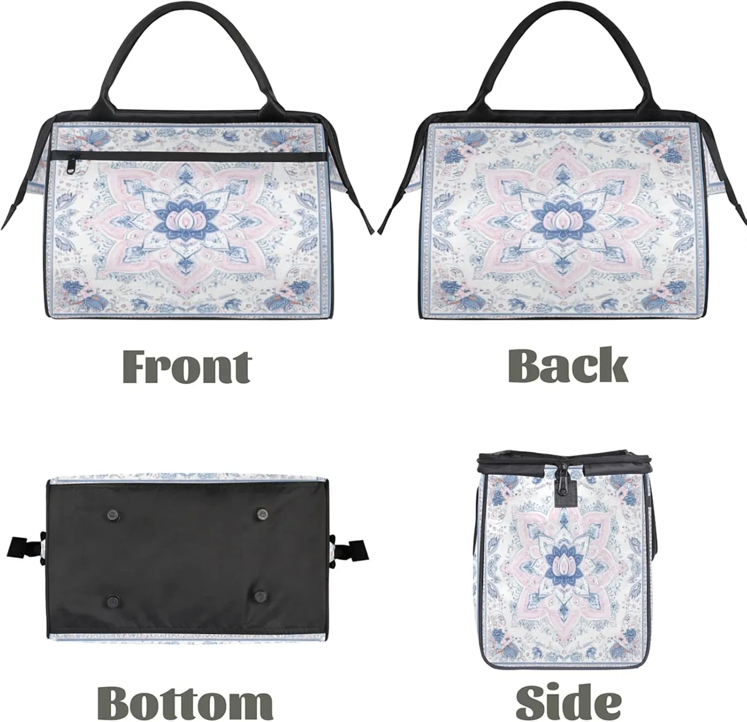 India Carpet Flower Travel Duffle Bag for Women, Ladies Overnight Weekender Bag Gym Sports Bags A-2