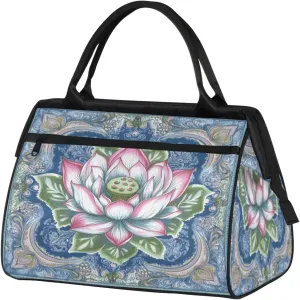 India Carpet Flower Travel Duffle Bag for Women, Ladies Overnight Weekender Bag Gym Sports Bags A-2