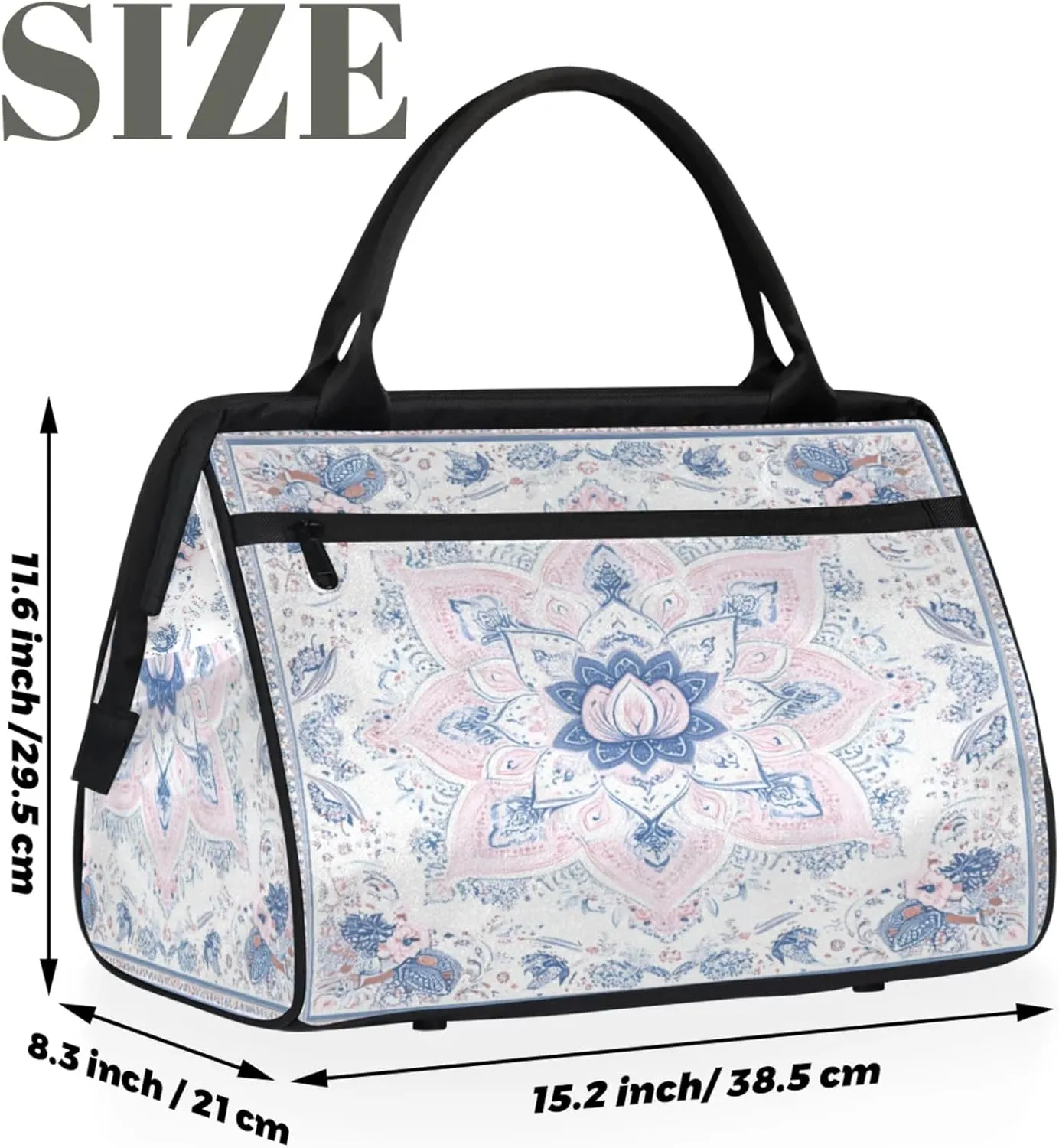India Carpet Flower Travel Duffle Bag for Women, Ladies Overnight Weekender Bag Gym Sports Bags A-2