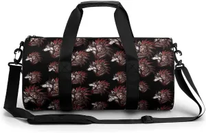 Indian Tribal Chief And Wolf Travel Duffel Bag Gym Bags Sports Tote Shoulder Weekender Handbag for Men Women