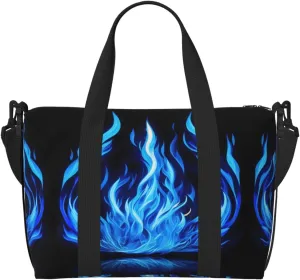Indigo Flame print print Womens travel bags, weekender carry on for women, sports Gym Bag, Overnight Carry on Bag