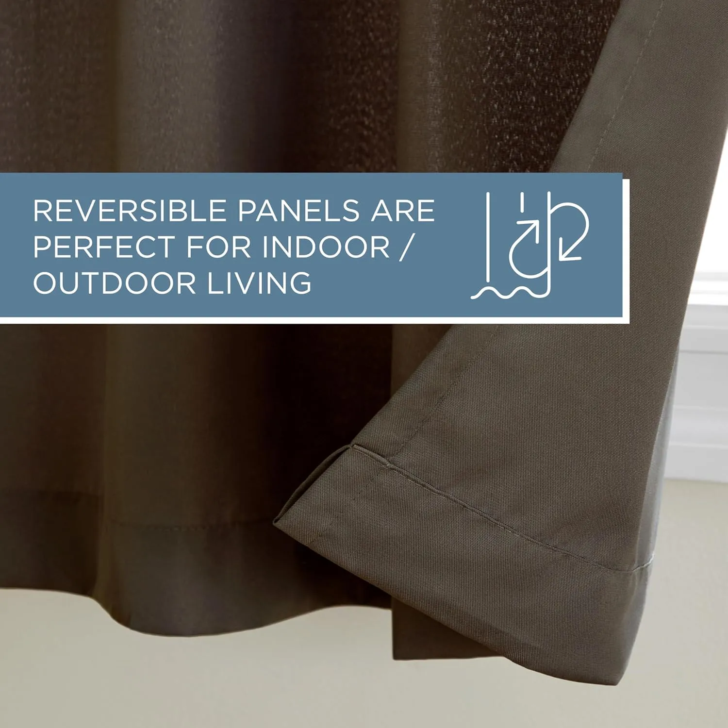 Indoor Outdoor Curtains, Light Filtering Opacity with Grommet Top, Water Repellent, 2-Pack Set