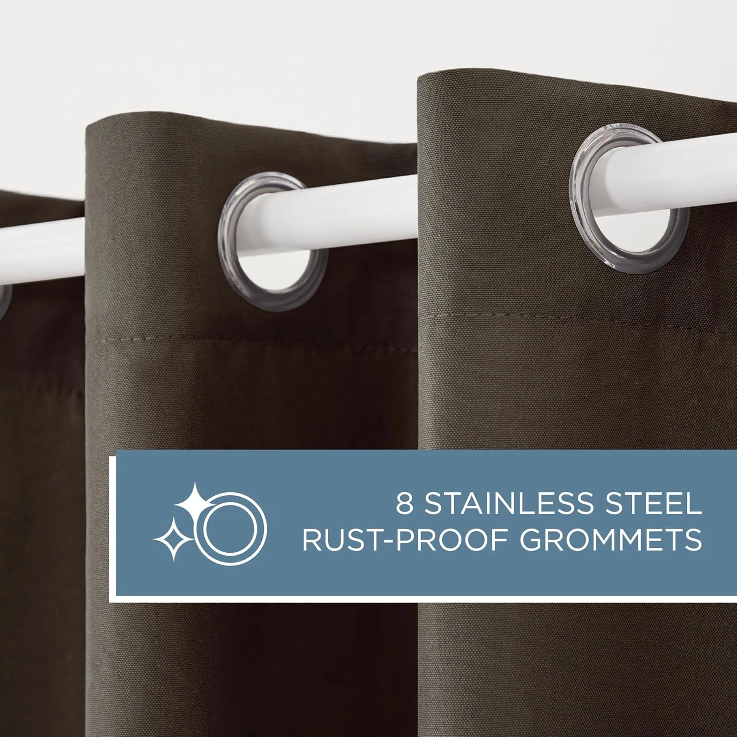 Indoor Outdoor Curtains, Light Filtering Opacity with Grommet Top, Water Repellent, 2-Pack Set
