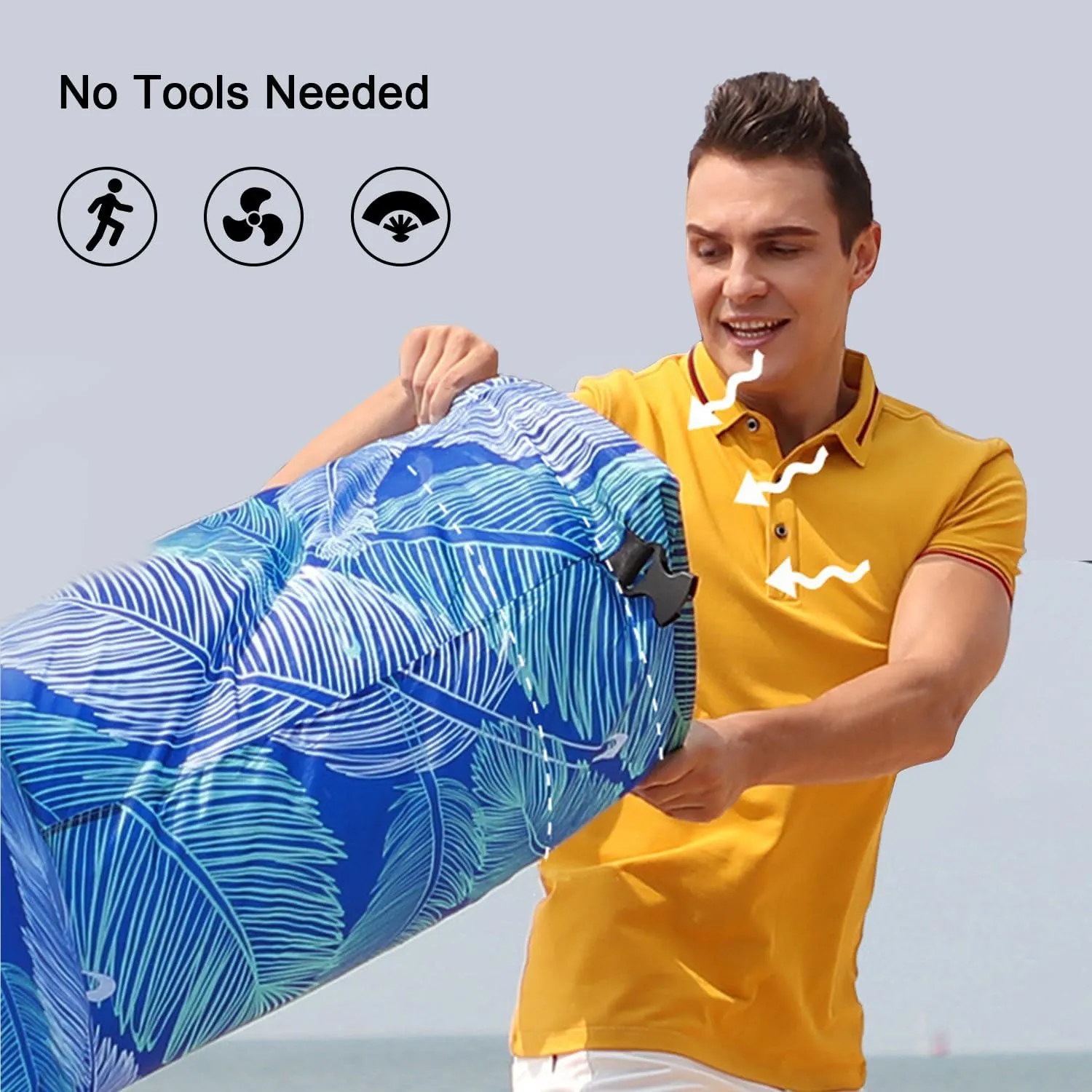 Inflatable Lounger, Ultralight Portable Ergonomic Beach Bed Air Sofa Couch Waterproof Anti-Air Leaking for Indoor Outdoor Hiking Camping Traveling, No Pump Required
