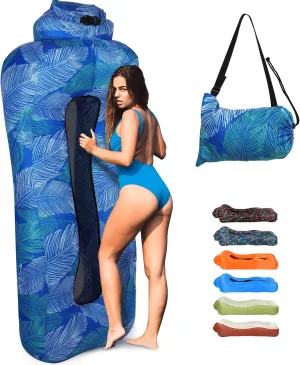 Inflatable Lounger, Ultralight Portable Ergonomic Beach Bed Air Sofa Couch Waterproof Anti-Air Leaking for Indoor Outdoor Hiking Camping Traveling, No Pump Required