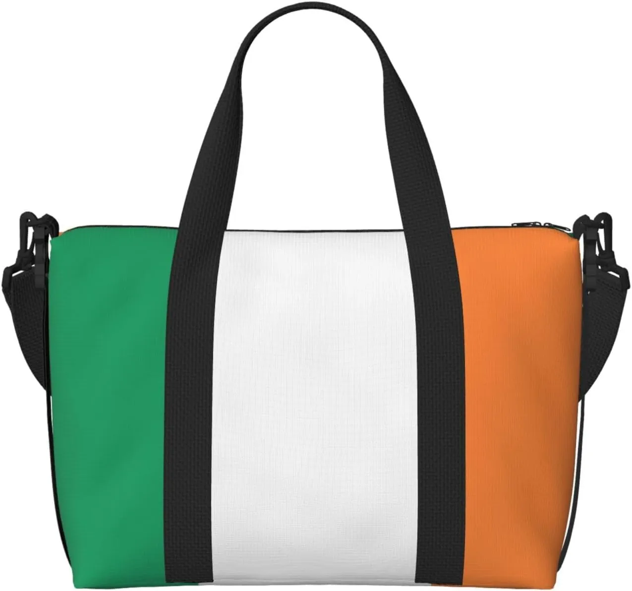Irish flag Hand-held travel bag, messenger casual handbag, suitable for work, travel, fitness, tourism, women's zipper storage bag,