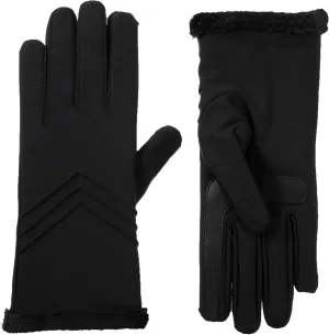 Isotoner Women's Spandex Chevron Gloves – Microluxe Lining, smartDri, Touchscreen, Water Repellent, Black, Small/Medium
