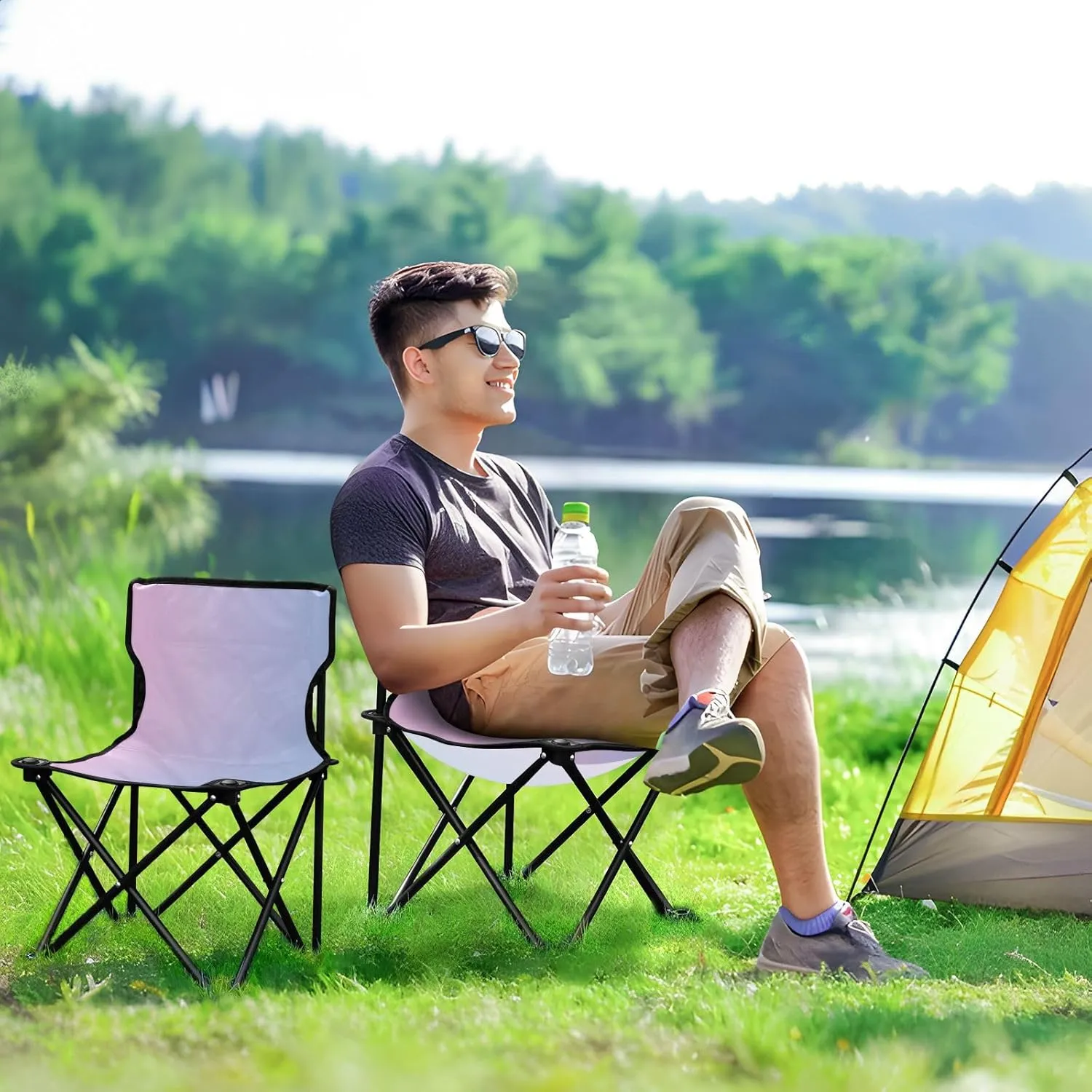 J JOYSAY Rainy Ashville Gradient Portable Camping Chair Lightweight Outdoor Folding Chair for Adults Hiking Chair for Outside Camping Travel Hiking Beach Sports