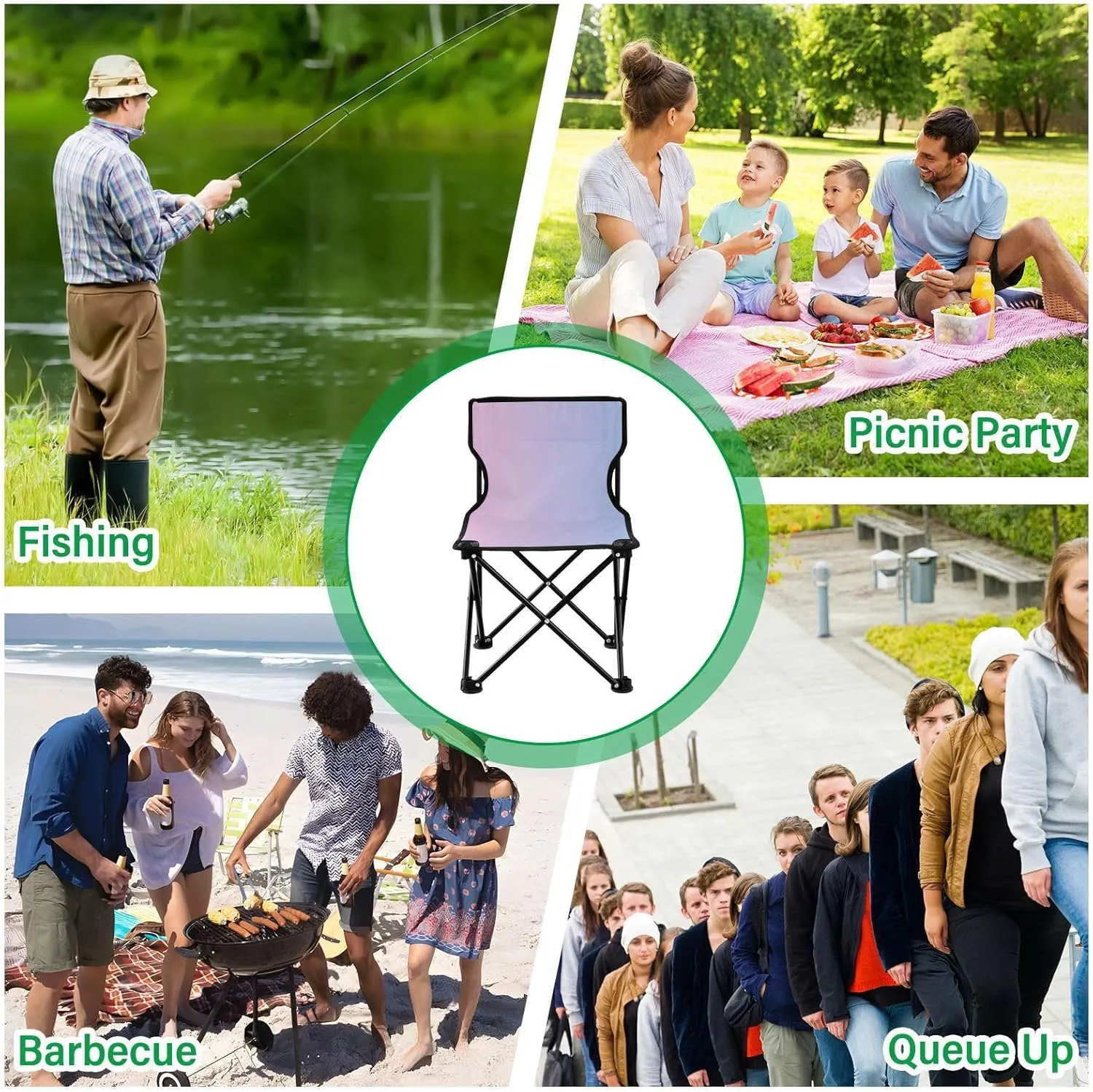 J JOYSAY Rainy Ashville Gradient Portable Camping Chair Lightweight Outdoor Folding Chair for Adults Hiking Chair for Outside Camping Travel Hiking Beach Sports