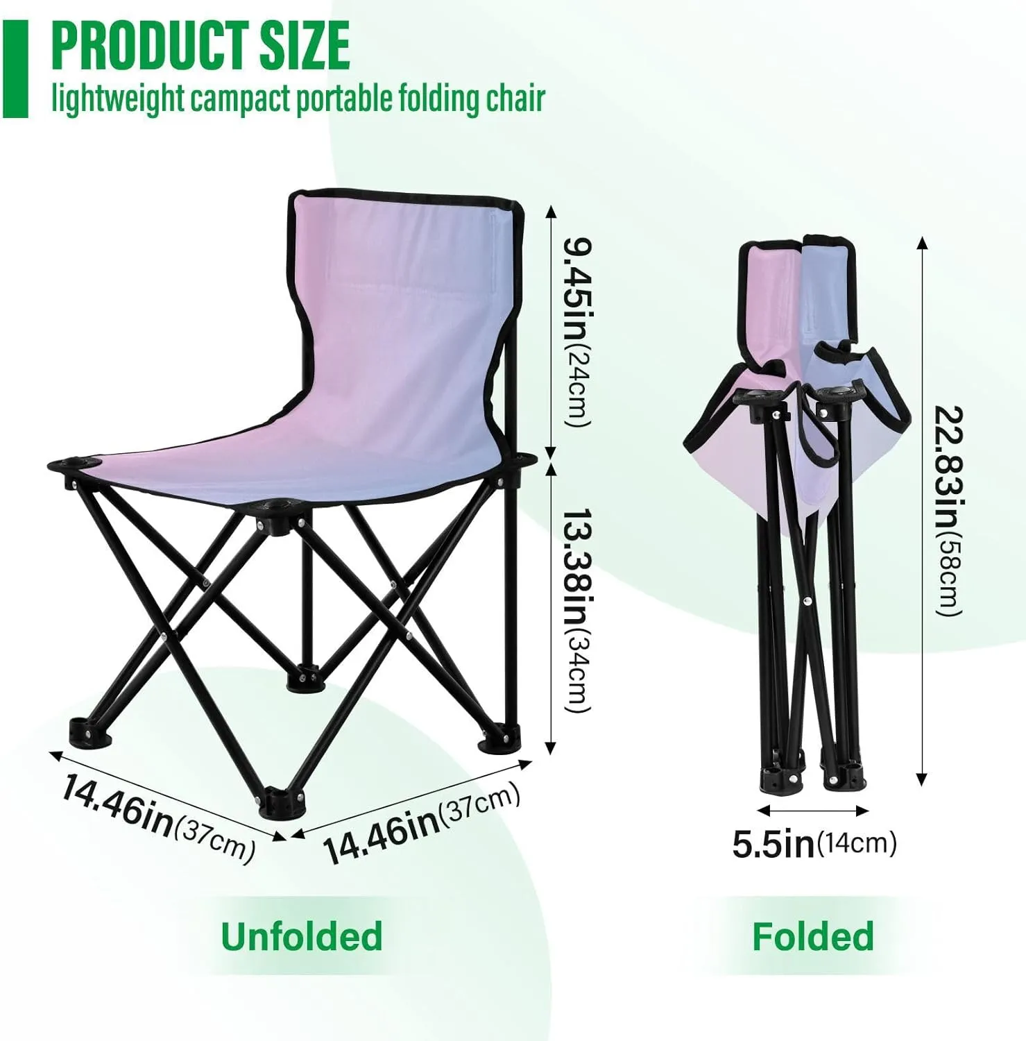 J JOYSAY Rainy Ashville Gradient Portable Camping Chair Lightweight Outdoor Folding Chair for Adults Hiking Chair for Outside Camping Travel Hiking Beach Sports