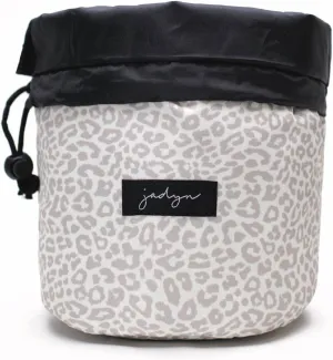 Jadyn Durable Cinch Top Makeup Organizer - Compact Travel Makeup Bag - 7 Interior Pockets for Cosmetics - Drawstring Toiletry Travel Bag for Women - 6L Storage Capacity - (Desert Leopard)