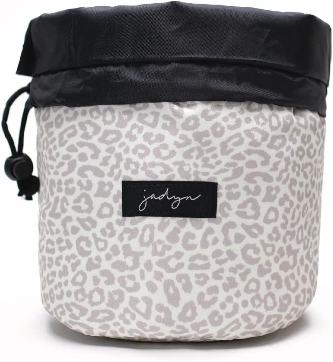 Jadyn Durable Cinch Top Makeup Organizer - Compact Travel Makeup Bag - 7 Interior Pockets for Cosmetics - Drawstring Toiletry Travel Bag for Women - 6L Storage Capacity - (Desert Leopard)