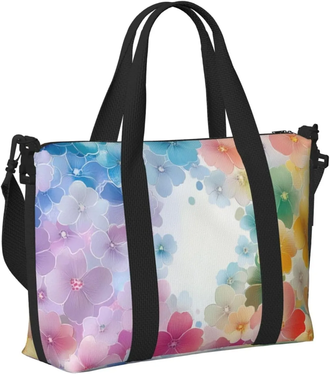 Japanese style flower print Travel Duffel Bag, Sports Tote Gym Bag, Swim Pool Bag Large Shoulder Tote Bag for Beach Weekender
