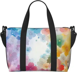 Japanese style flower print Travel Duffel Bag, Sports Tote Gym Bag, Swim Pool Bag Large Shoulder Tote Bag for Beach Weekender