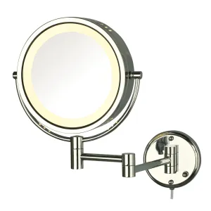 JERDON Wall-Mounted Magnifiying Makeup Mirror with Lights - Lighted Bathroom Mirror with Chrome Finish - 8X/1X Magnification - Model HL75C Plug in Mirror