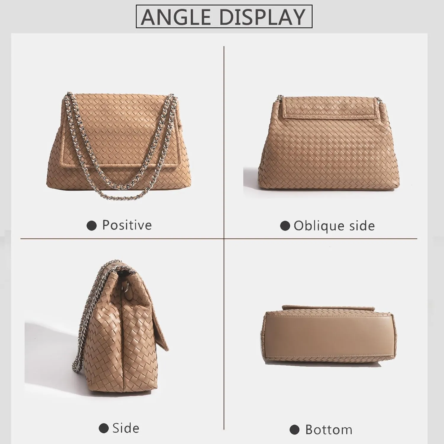 JINMANXUE Woven Bag for Women Vegan Leather Tote Bag Summer Beach Handbag Purse Retro Handmade Travel Shoulder Bag