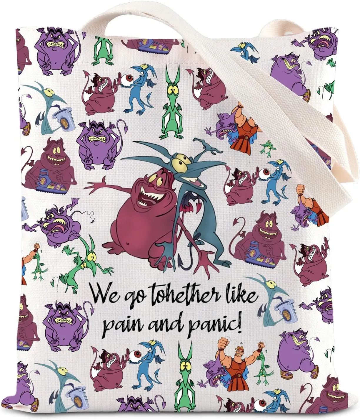 JNIAP Pain And Panic Tote Bag Cartoon Movies Characters Lover Gift For Best Friends