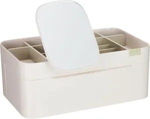 Joseph Joseph 75005 Viva Makeup Cosmetic Storage Organizer with Drawer, Large with Mirror, Shell, Cream